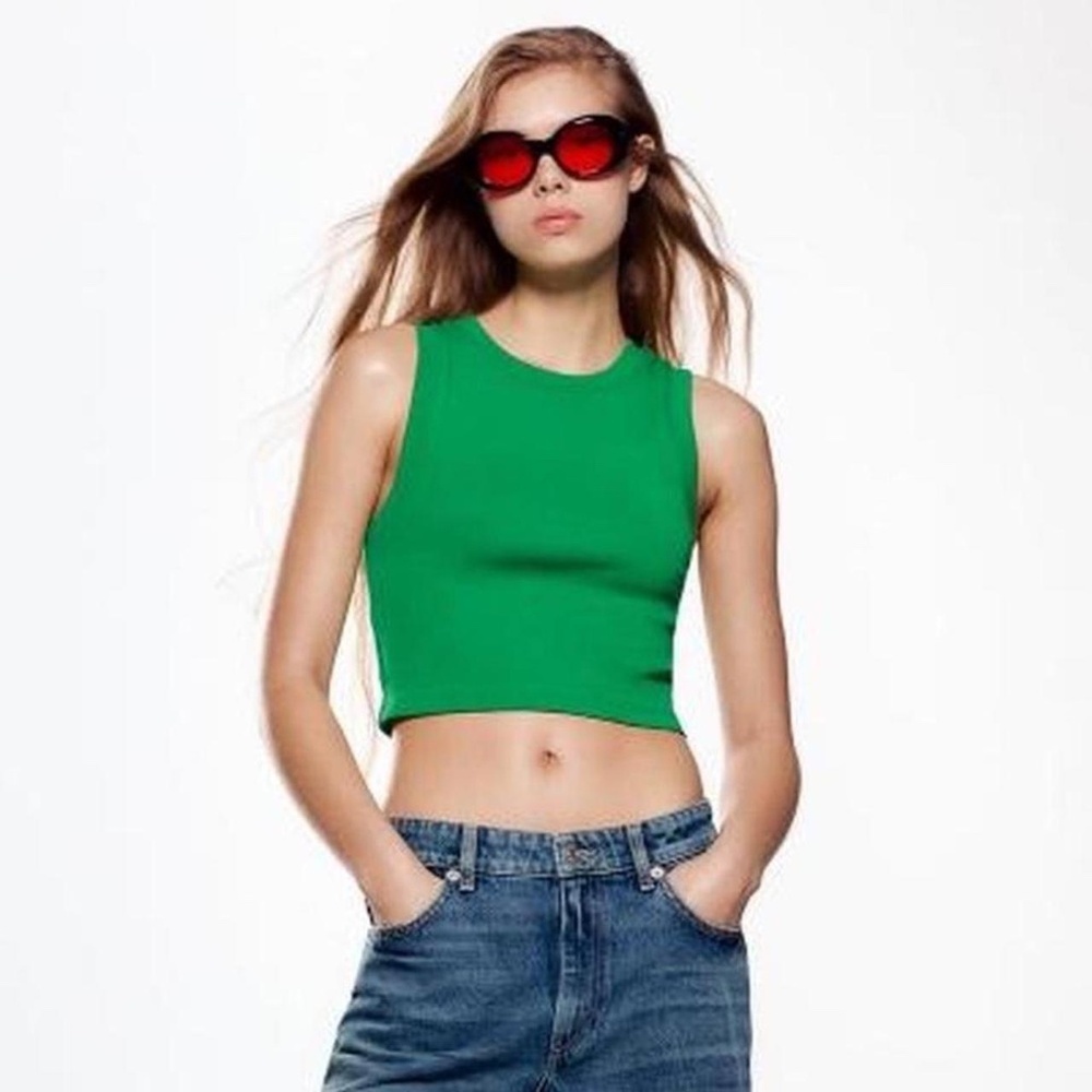 ✰bright green zara tank top✰